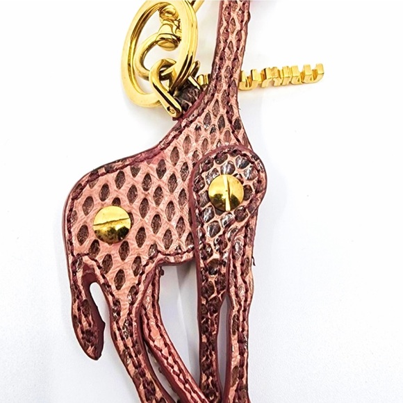 Miu Miu Pink Crystal & Leather Giraffe Logo Bag Charm/Keychain - Picture 2 of 3